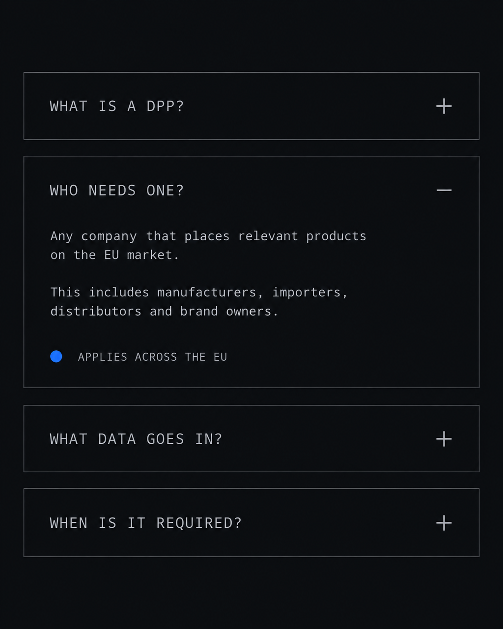 Digital product passport question displayed on a phone